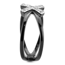 Load image into Gallery viewer, TK3635 - Two-Tone IP Black (Ion Plating) Stainless Steel Ring with AAA Grade CZ  in Clear