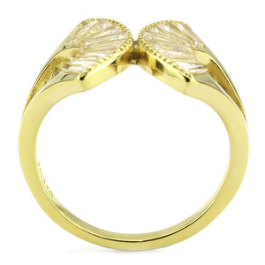 TK3638 - IP Gold(Ion Plating) Stainless Steel Ring with AAA Grade CZ  in Clear