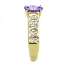 Load image into Gallery viewer, TK3641 - IP Gold(Ion Plating) Stainless Steel Ring with AAA Grade CZ  in Tanzanite