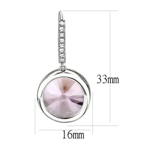 TK3643 - High polished (no plating) Stainless Steel Earrings with Top Grade Crystal  in Light Rose