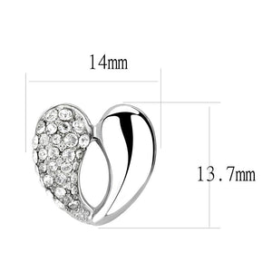 TK3653 - High polished (no plating) Stainless Steel Earrings with Top Grade Crystal  in Clear