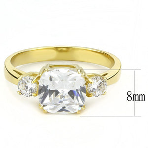 TK3674 - IP Gold(Ion Plating) Stainless Steel Ring with AAA Grade CZ  in Clear