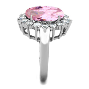 TK3676 - High polished (no plating) Stainless Steel Ring with Synthetic Synthetic Glass in Rose