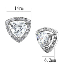 Load image into Gallery viewer, TK3680 - High polished (no plating) Stainless Steel Earrings with AAA Grade CZ  in Clear