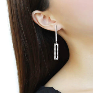 TK3682 - High polished (no plating) Stainless Steel Earrings with AAA Grade CZ  in Clear