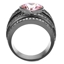 Load image into Gallery viewer, TK3686 - IP Black(Ion Plating) Stainless Steel Ring with Top Grade Crystal  in Light Rose