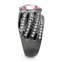 Load image into Gallery viewer, TK3686 - IP Black(Ion Plating) Stainless Steel Ring with Top Grade Crystal  in Light Rose