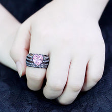 Load image into Gallery viewer, TK3686 - IP Black(Ion Plating) Stainless Steel Ring with Top Grade Crystal  in Light Rose