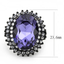 Load image into Gallery viewer, TK3687 - IP Black(Ion Plating) Stainless Steel Ring with Top Grade Crystal  in Tanzanite