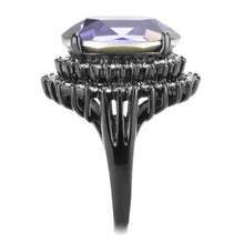 Load image into Gallery viewer, TK3687 - IP Black(Ion Plating) Stainless Steel Ring with Top Grade Crystal  in Tanzanite