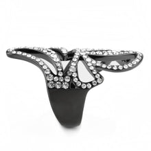 Load image into Gallery viewer, TK3688 - IP Light Black  (IP Gun) Stainless Steel Ring with Top Grade Crystal  in Clear