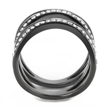 Load image into Gallery viewer, TK3689 - IP Light Black  (IP Gun) Stainless Steel Ring with Top Grade Crystal  in Clear