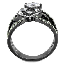 Load image into Gallery viewer, TK3690 - IP Light Black  (IP Gun) Stainless Steel Ring with AAA Grade CZ  in Clear