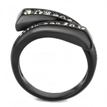 Load image into Gallery viewer, TK3692 - IP Black(Ion Plating) Stainless Steel Ring with Top Grade Crystal  in Black Diamond