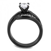 Load image into Gallery viewer, TK3693 - IP Black(Ion Plating) Stainless Steel Ring with AAA Grade CZ  in Clear