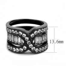 Load image into Gallery viewer, TK3694 - IP Black(Ion Plating) Stainless Steel Ring with AAA Grade CZ  in Clear