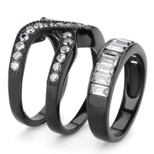 Load image into Gallery viewer, TK3694 - IP Black(Ion Plating) Stainless Steel Ring with AAA Grade CZ  in Clear