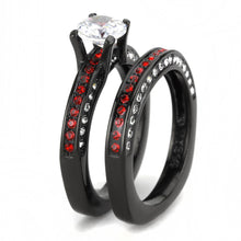 Load image into Gallery viewer, TK3695 - IP Black(Ion Plating) Stainless Steel Ring with AAA Grade CZ  in Clear