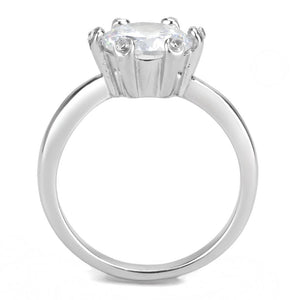 TK3700 - High polished (no plating) Stainless Steel Ring with AAA Grade CZ  in Clear