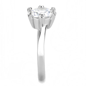 TK3700 - High polished (no plating) Stainless Steel Ring with AAA Grade CZ  in Clear