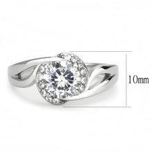 Load image into Gallery viewer, TK3701 - High polished (no plating) Stainless Steel Ring with AAA Grade CZ  in Clear