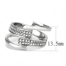 Load image into Gallery viewer, TK3702 - High polished (no plating) Stainless Steel Ring with Top Grade Crystal  in Clear