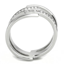 Load image into Gallery viewer, TK3702 - High polished (no plating) Stainless Steel Ring with Top Grade Crystal  in Clear