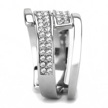 Load image into Gallery viewer, TK3702 - High polished (no plating) Stainless Steel Ring with Top Grade Crystal  in Clear