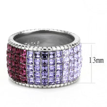 Load image into Gallery viewer, TK3703 - High polished (no plating) Stainless Steel Ring with Top Grade Crystal  in Multi Color