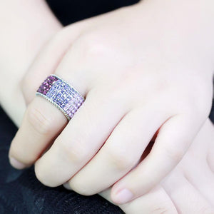 TK3703 - High polished (no plating) Stainless Steel Ring with Top Grade Crystal  in Multi Color