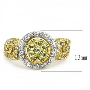 TK3704 - Two-Tone IP Gold (Ion Plating) Stainless Steel Ring with Top Grade Crystal  in Multi Color