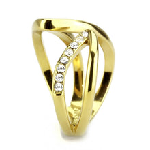 Load image into Gallery viewer, TK3710 - IP Gold(Ion Plating) Stainless Steel Ring with Top Grade Crystal  in Clear