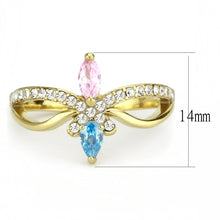 Load image into Gallery viewer, TK3712 - IP Gold(Ion Plating) Stainless Steel Ring with AAA Grade CZ  in Multi Color