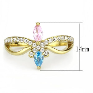 TK3712 - IP Gold(Ion Plating) Stainless Steel Ring with AAA Grade CZ  in Multi Color