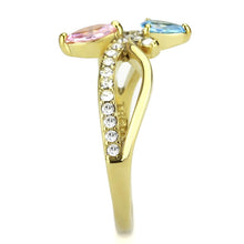 Load image into Gallery viewer, TK3712 - IP Gold(Ion Plating) Stainless Steel Ring with AAA Grade CZ  in Multi Color