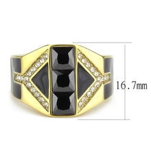 Load image into Gallery viewer, TK3721 - IP Gold(Ion Plating) Stainless Steel Ring with AAA Grade CZ  in Black Diamond