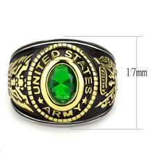 Load image into Gallery viewer, TK3724 - Two-Tone IP Gold (Ion Plating) Stainless Steel Ring with Synthetic Synthetic Glass in Emerald