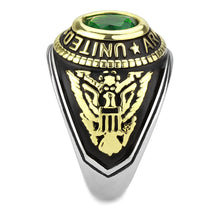 Load image into Gallery viewer, TK3724 - Two-Tone IP Gold (Ion Plating) Stainless Steel Ring with Synthetic Synthetic Glass in Emerald