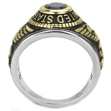 Load image into Gallery viewer, TK3726 - Two-Tone IP Gold (Ion Plating) Stainless Steel Ring with Synthetic Synthetic Glass in Montana