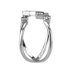 TK3730 High polished Stainless Steel Ring with AAA Grade CZ in Clear