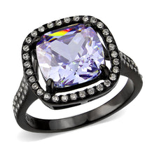 Load image into Gallery viewer, TK3734 IP Black Stainless Steel Ring with AAA Grade CZ in Light Amethyst