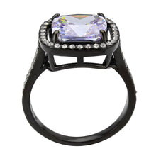 Load image into Gallery viewer, TK3734 IP Black Stainless Steel Ring with AAA Grade CZ in Light Amethyst