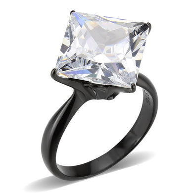 TK3736 IP Black  Stainless Steel Ring with AAA Grade CZ in Clear