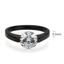 Load image into Gallery viewer, TK3737 - IP Black Stainless Steel Ring with AAA Grade CZ in Clear