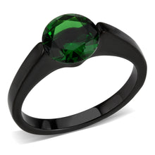 Load image into Gallery viewer, TK3738 IP Black Stainless Steel Ring with Synthetic in Emerald