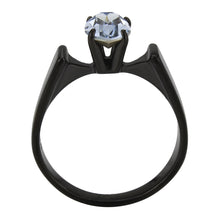 Load image into Gallery viewer, TK3740 IP Black Stainless Steel Ring with Top Grade Crystal in Aquamarine