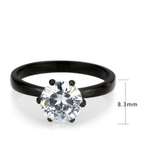 Load image into Gallery viewer, TK3741 IP Black Stainless Steel Ring with AAA Grade CZ in Clear