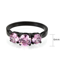 Load image into Gallery viewer, TK3742 - IP Black Stainless Steel Ring with AAA Grade CZ in Rose