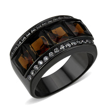 Load image into Gallery viewer, TK3746 IP Black Stainless Steel Ring with Synthetic in Brown