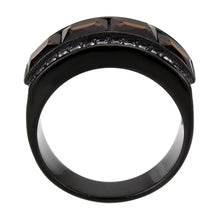 Load image into Gallery viewer, TK3746 IP Black Stainless Steel Ring with Synthetic in Brown